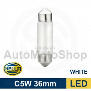 LED C5W 36mm 5600K DayWhite SV8.5-8 Festoon K10W 6xdiodes 1gb Hella (Vācija) 8GL 178 560-551 auto spuldze 12V